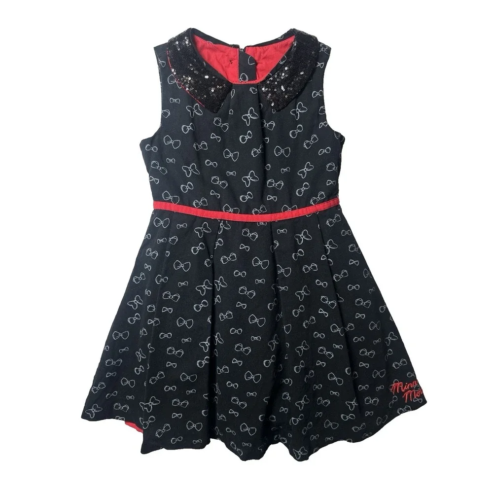 Girl's Black Corduroy Minnie Mouse Party Dress by Disney Store Japan, Size: 7/8